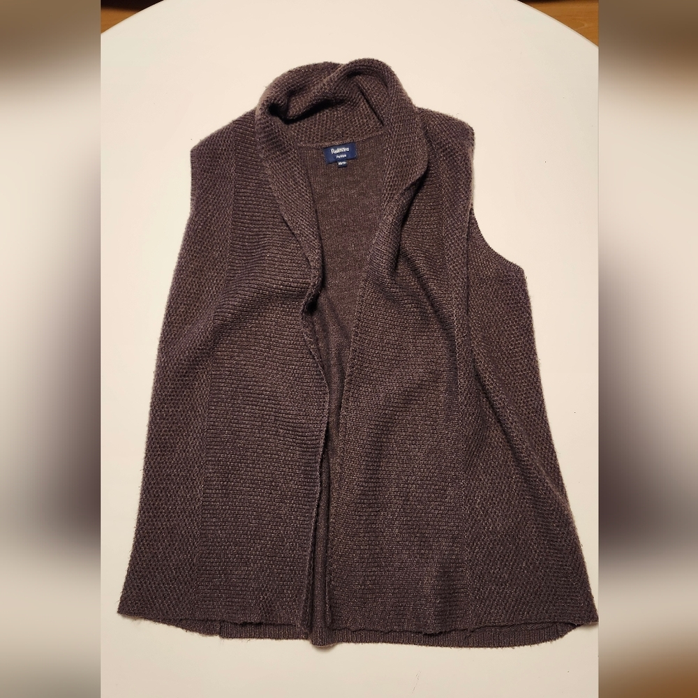 Reitmans Brown Open-Front Sweater Vest